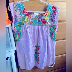 J Marie embroidered top